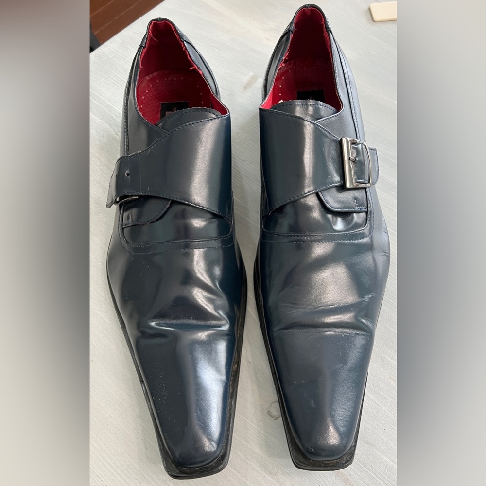 Zota Classic Men’s Navy Leather Dress Shoes, Size 12 - Free Shipping
